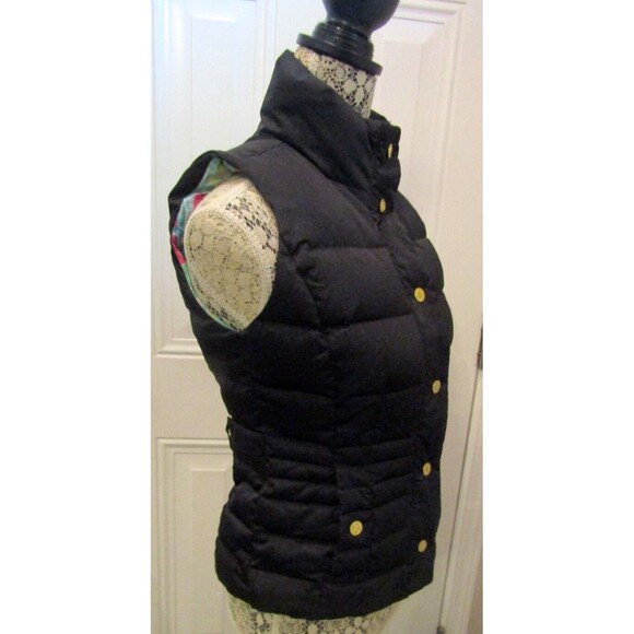 Lilly Pulitzer Isabelle Down Puffer Vest Womens Black Jacket Tropical Lining XS - Picture 5 of 14